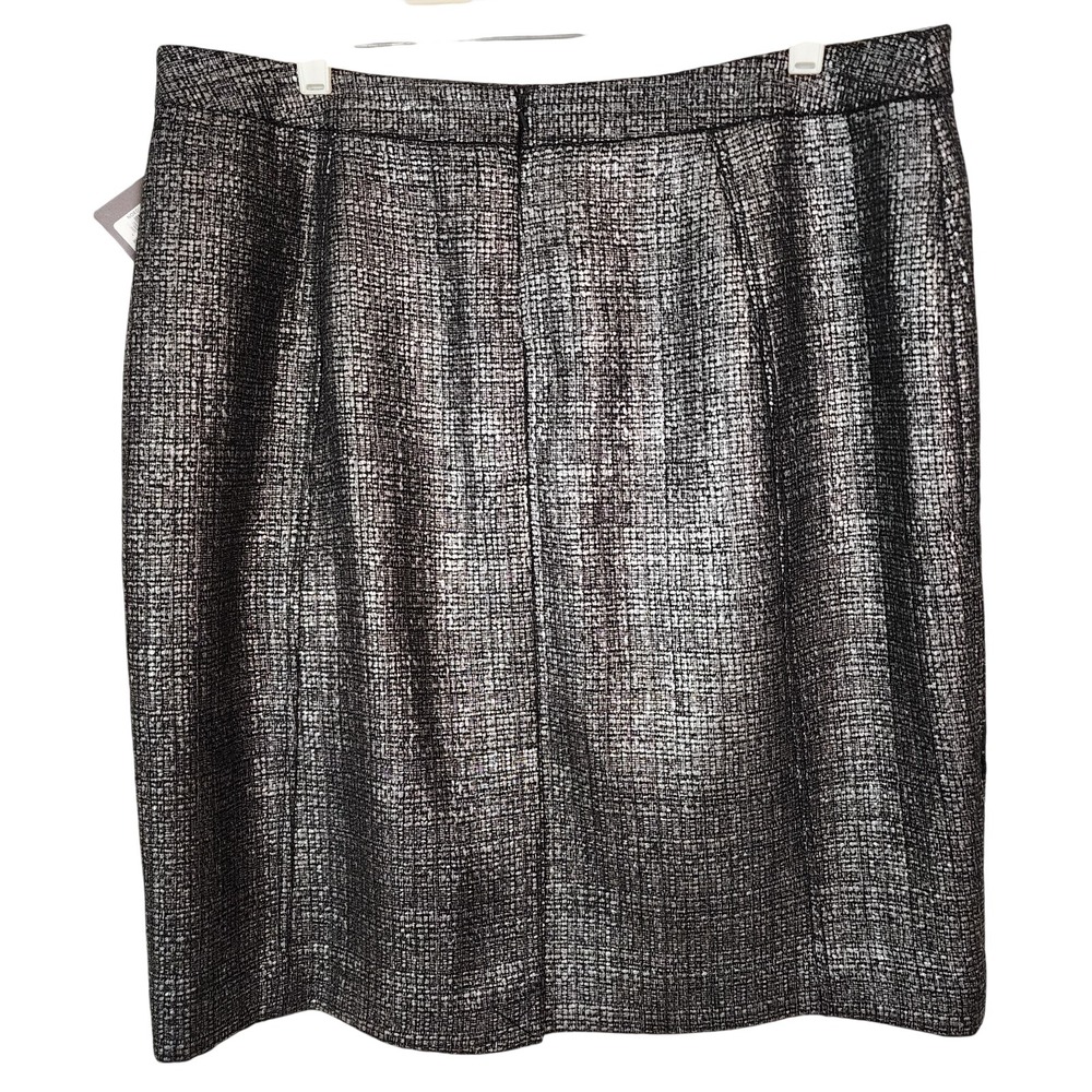 New! HALOGEN Size 16 Silver Black Tweed Metallic Pencil Skirt Corporate Office